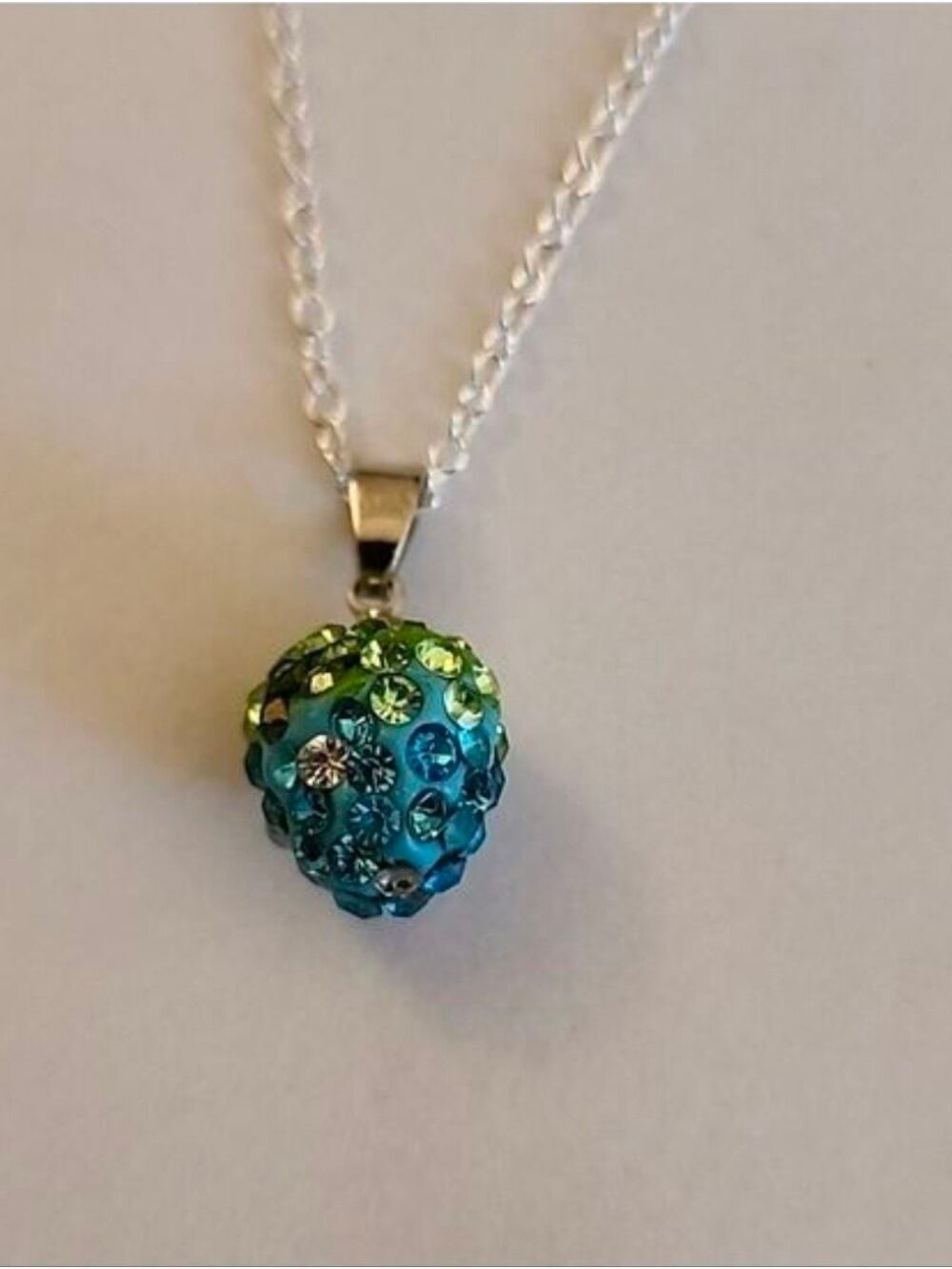 BLUEBERRY RHINESTONE  925 Silver  plate NECKLACE